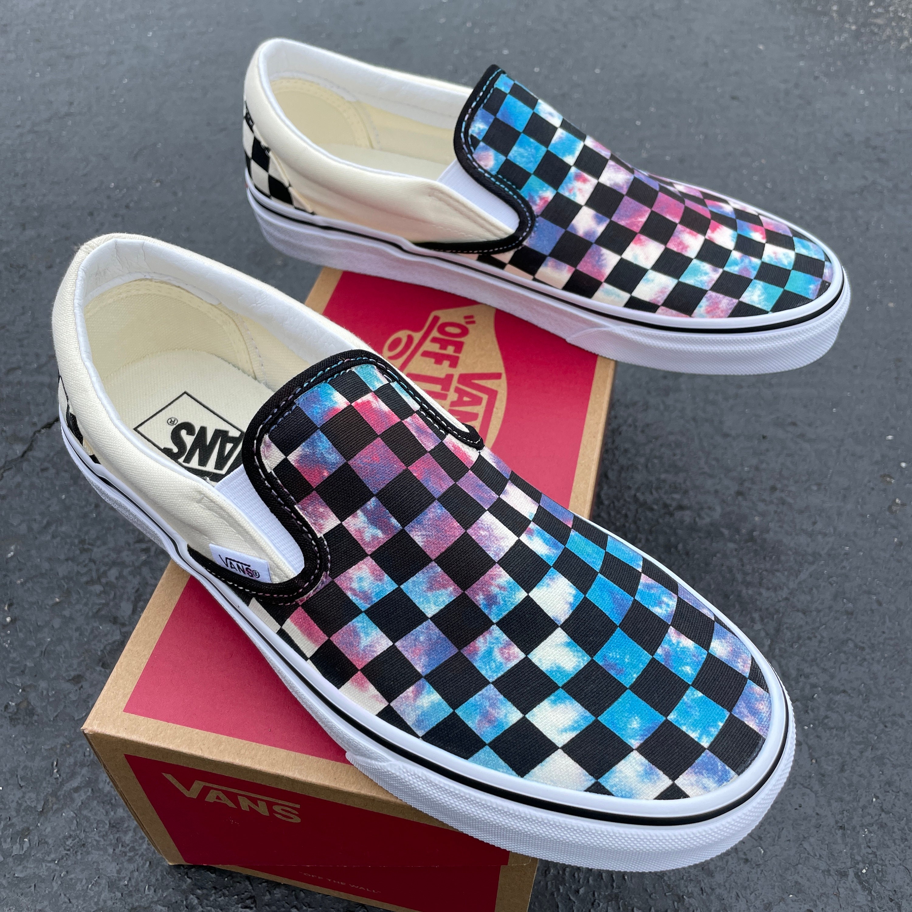 Dye Checker Slip on Vans - Etsy