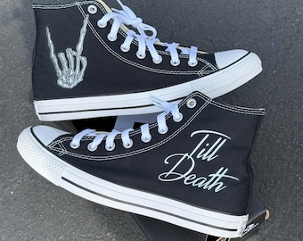 Till Death Wedding Converse High Top Shoes Women's and Mens Custom  Converse Chuck Taylor Sneakers