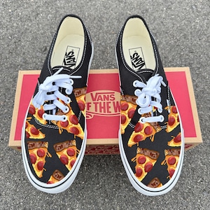 Pizza Vans Authentic Shoes - Mens and Womens lace up sneakers