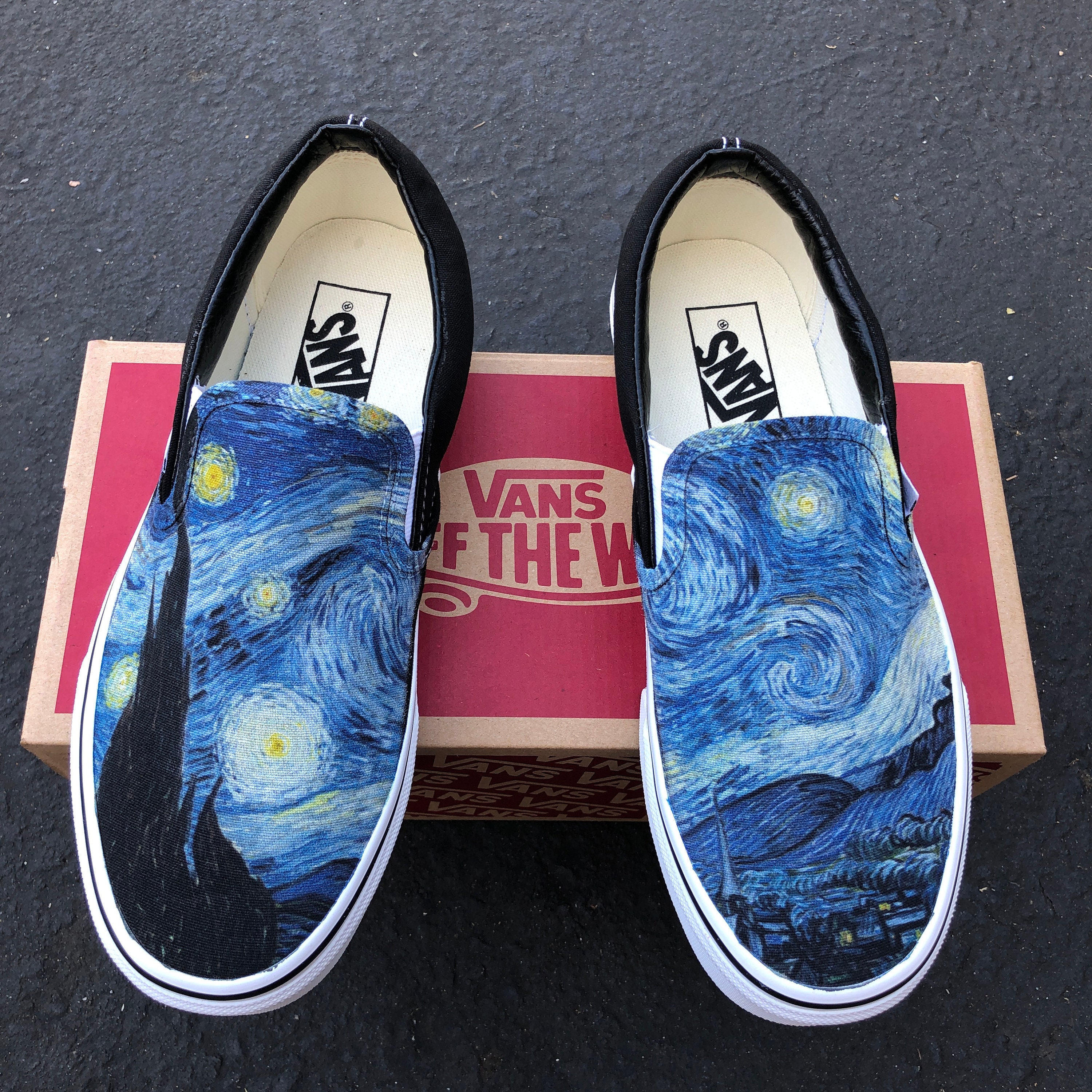 kapperszaak Nog steeds heilig Van Gogh Starry Night Vans Slip On Heren en damesschoenen - Etsy België