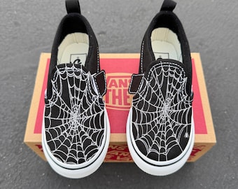 Spider Slip On Vans Shoes for Little Kids