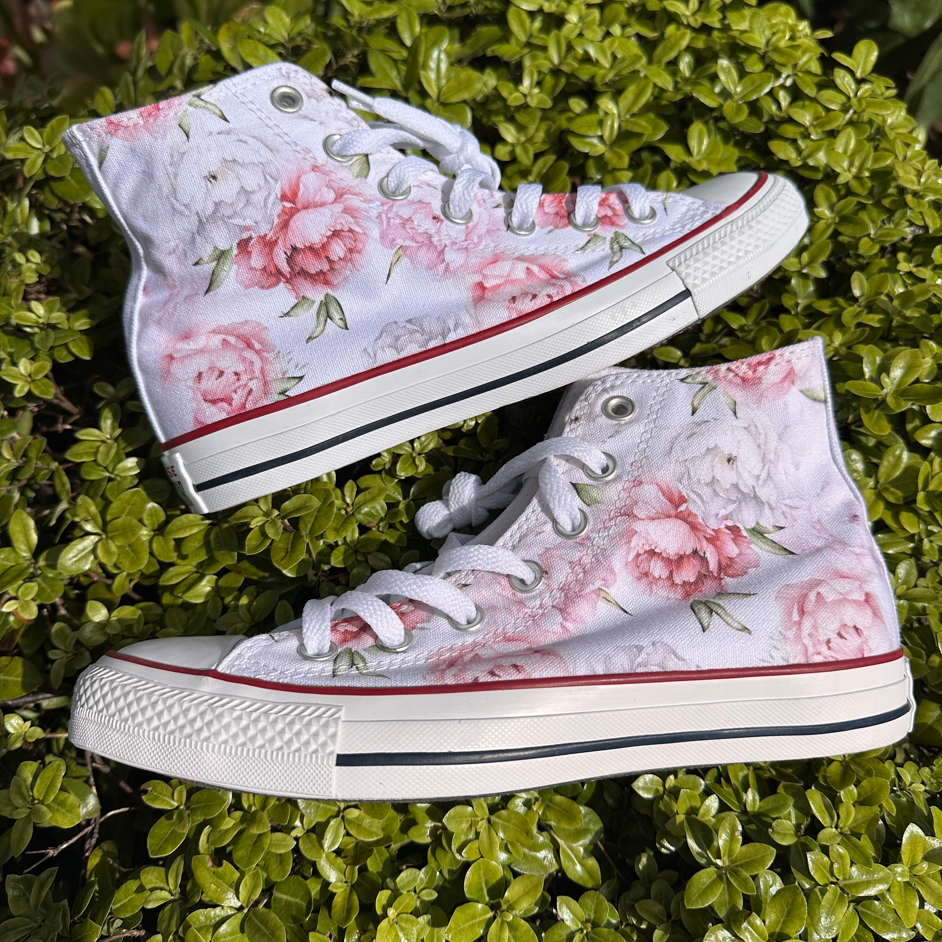 Flower Pattern White Top Converse Sneakers Etsy UK