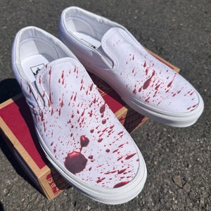 Bloody Splatter Custom Slip On Vans for Women and Men