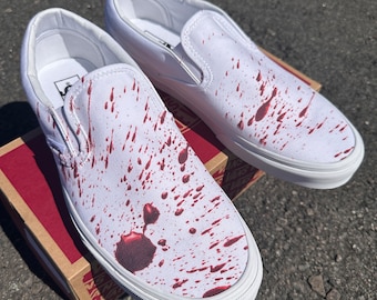 Bloody Splatter Custom Slip On Vans for Women and Men