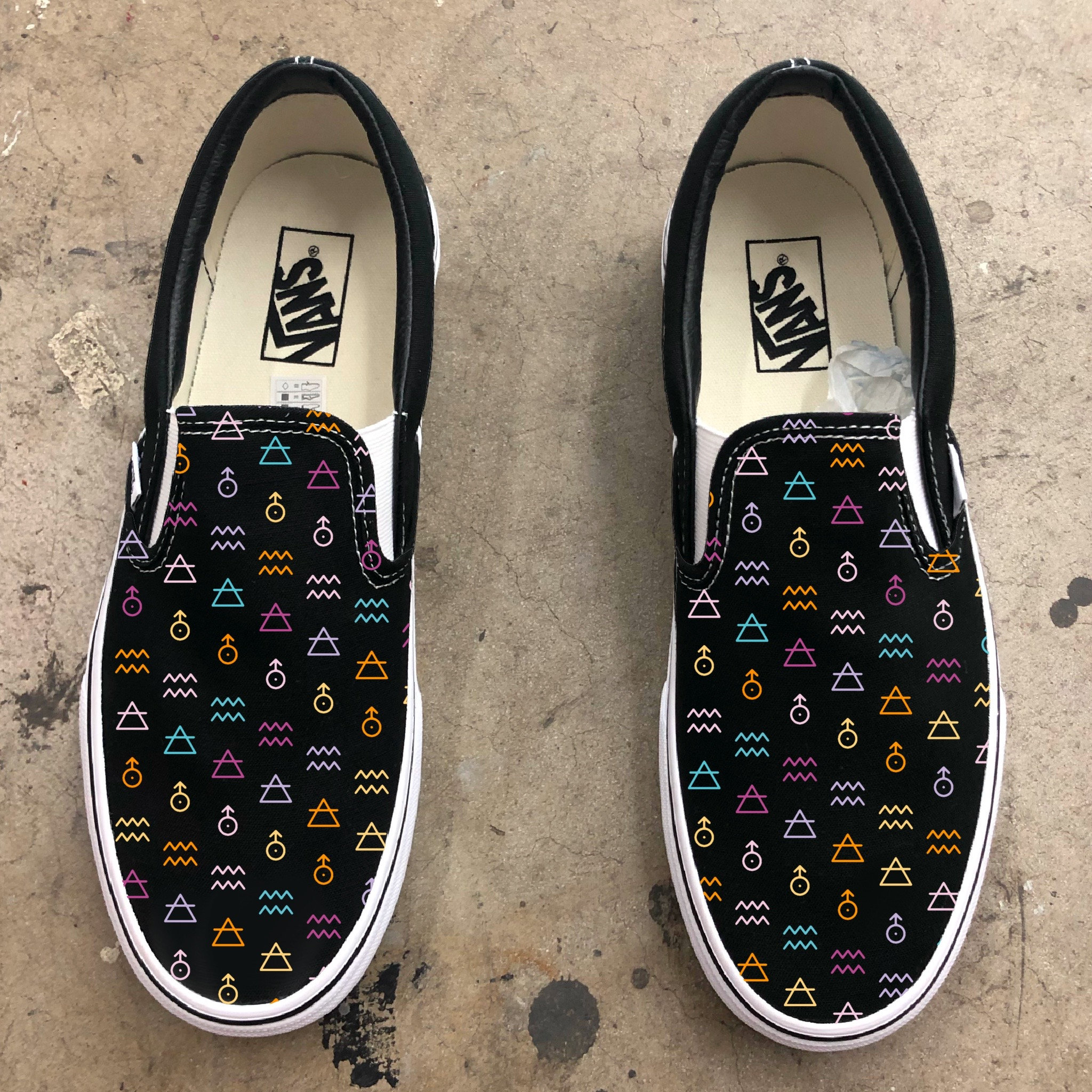 Aquarius Logo Constellation Astrology Lovers Horoscope Zodiac Couples Gift Idea Custom Black Slip on Vans Shoes Etsy UK