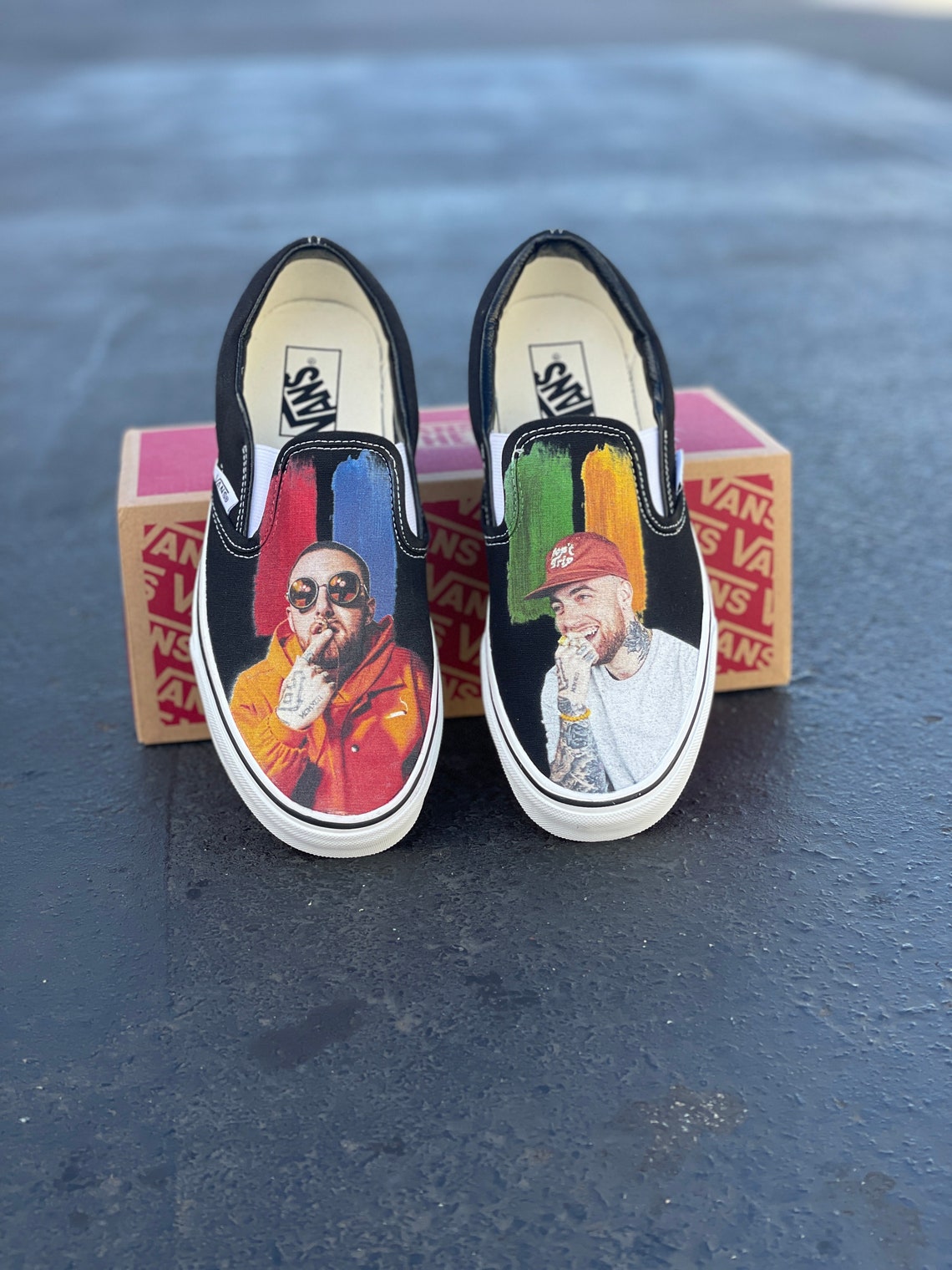 Mac Miller K.I.D.S. Custom Sneakers Black Slip On Vans | Etsy