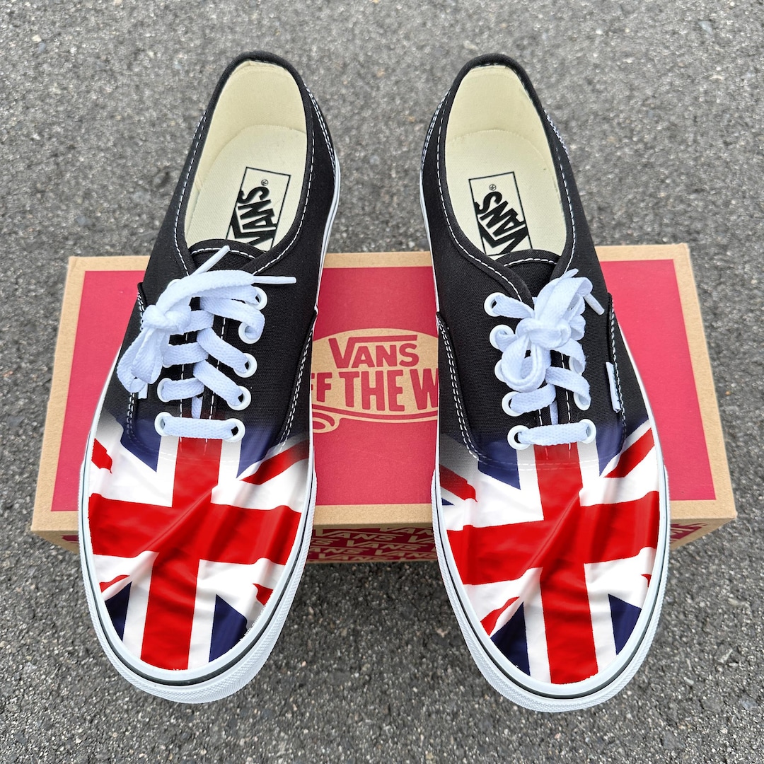 Black Vans Authentic Shoes for Men and Women Featuring Union Jack