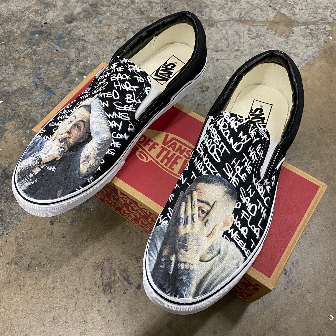 Mac Miller Custom Sneakers Slip On Vans | Etsy