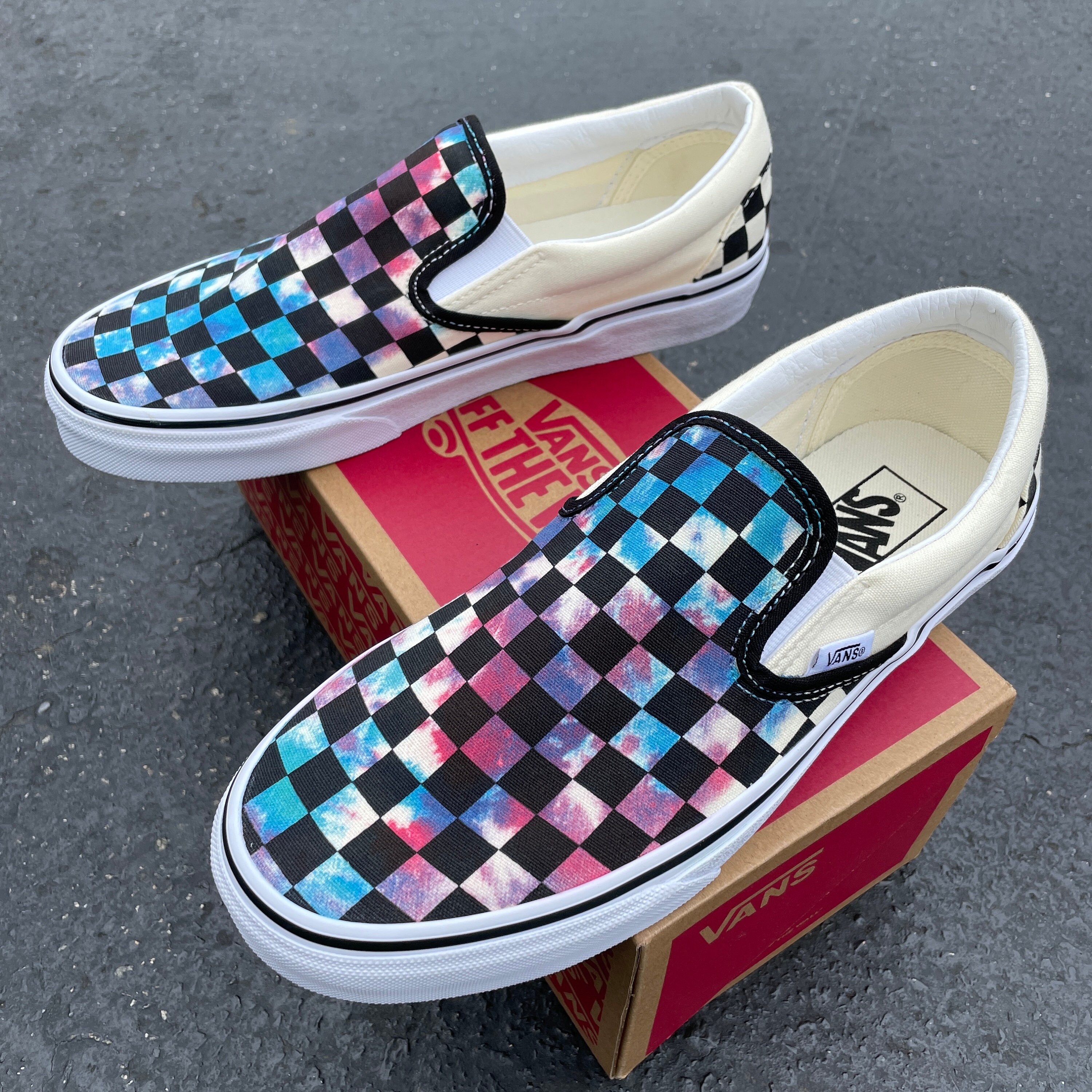 Dye Checker Slip on Vans - Etsy