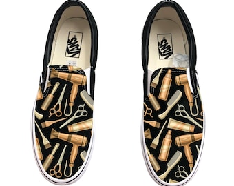 Hair Stylist Themed Vans Slip On Shoes Customized
