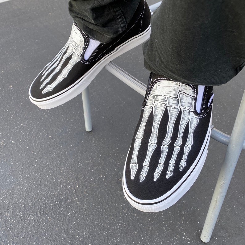 Skeleton Boney Feet Custom Vans Slip on Shoes Etsy