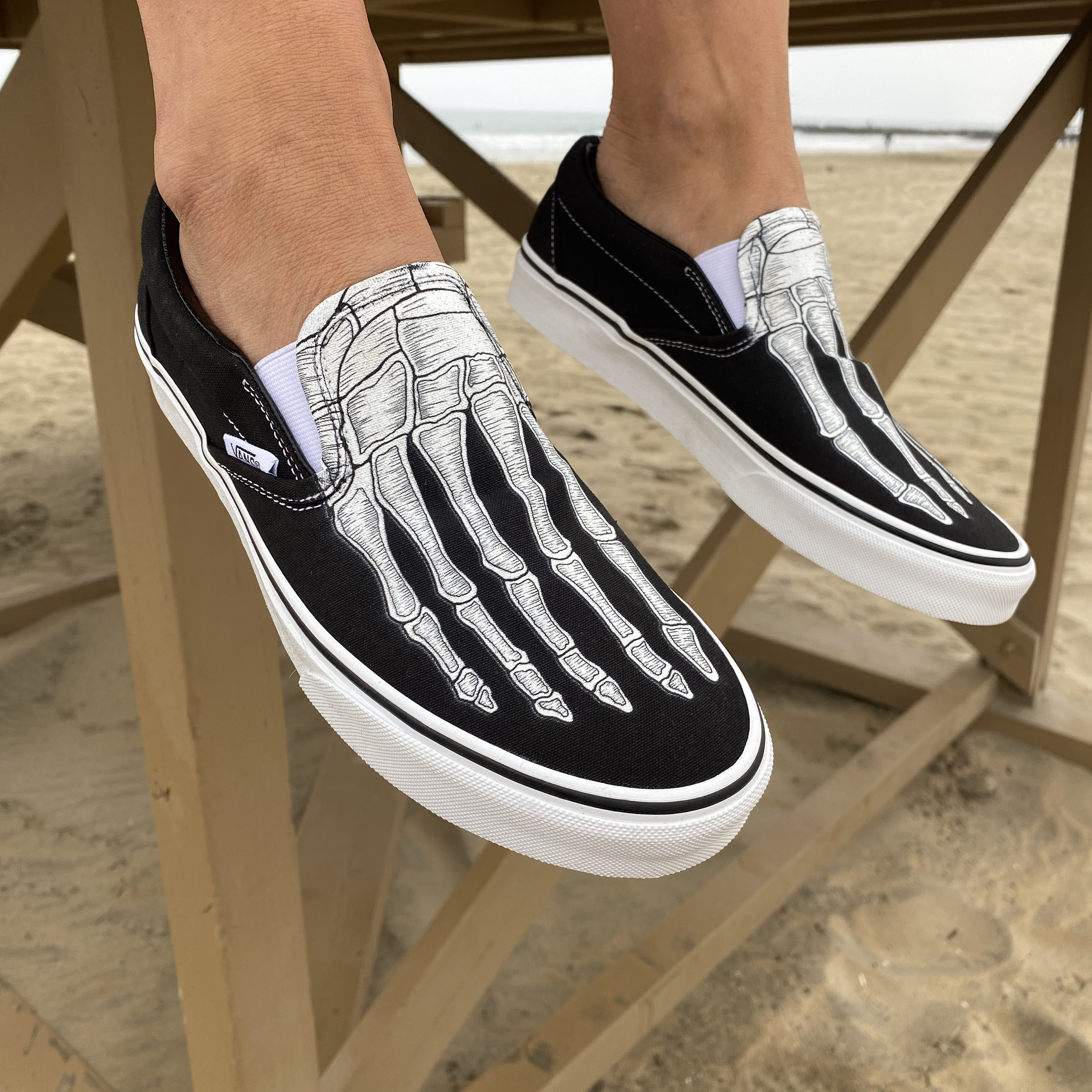 Skeleton Boney Feet Vans Slip on Shoes - Etsy