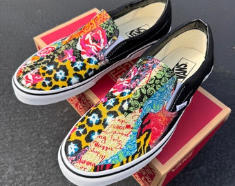関税込☆VANS PAISLEY PATCHWORK ERA カスタム Patchwork Cheetah Leopard Rose Flower Floral Plaid Paisley