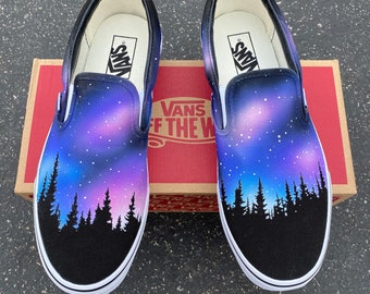 Custom Hand Painted Galaxy Slip on Vans Nebula Space - Etsy