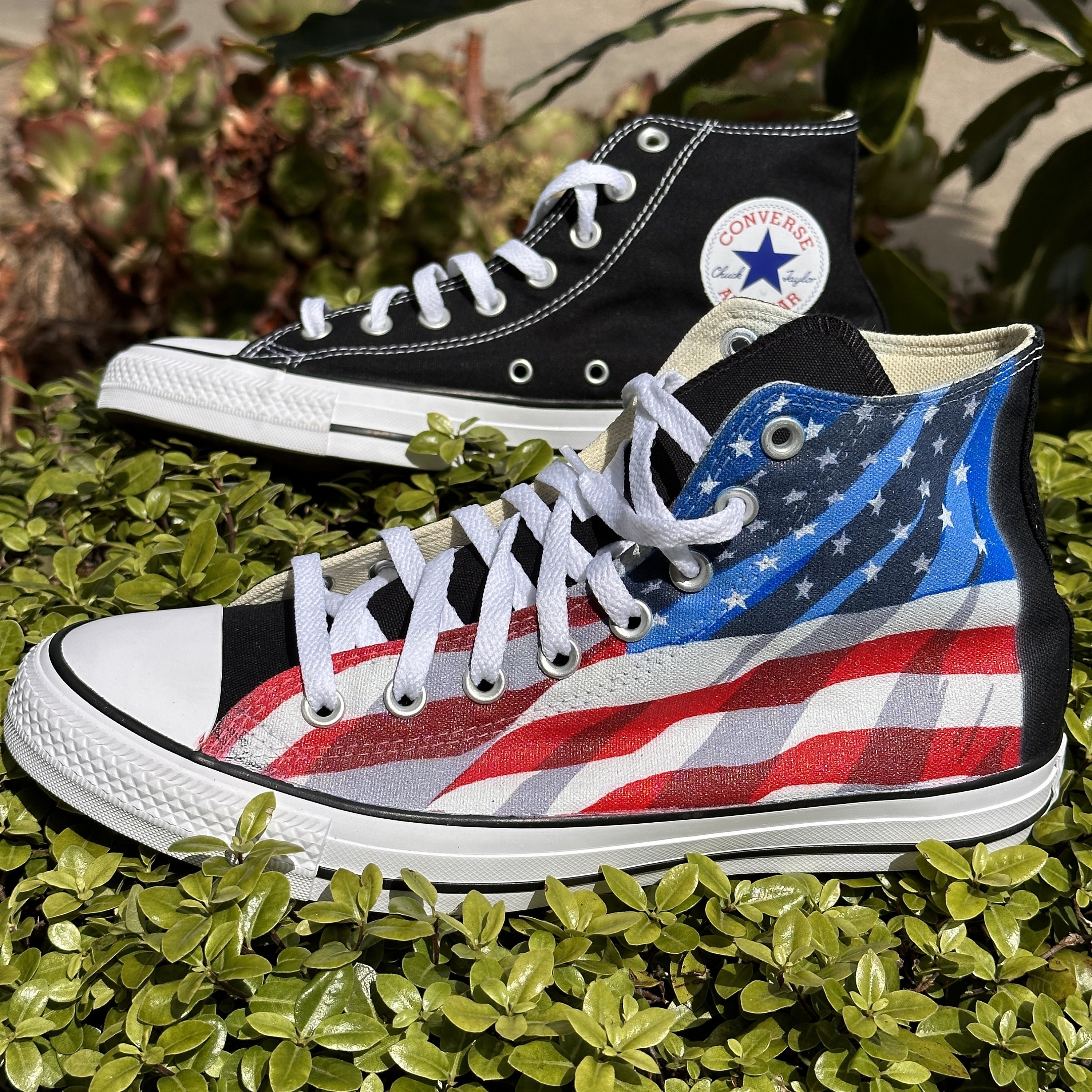 USA Flag Black High Top Converse Chuck Taylor for Men and Women Unisex High Top Sneaker With American Flags Made in USA Etsy