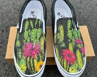 Cactus Garden - Custom Succulent BLVD Original Slip On Shoes for Men and Women