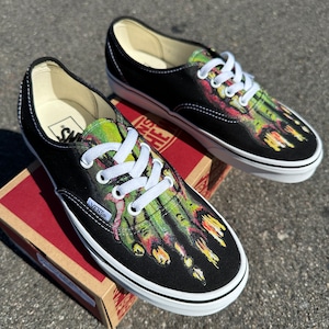 Zombie Feet Black/White Vans Authentic Lace Up Shoes - Custom Vans Shoes for Men and Women