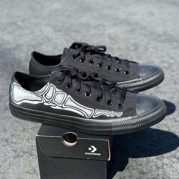 Custom Skeleton Feet Shoes - Black/black Converse Low Top