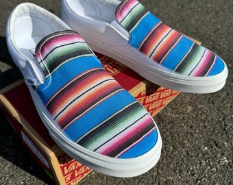 Custom Slip On Vans - Mexican Blanket - Men's and Women's Shoes