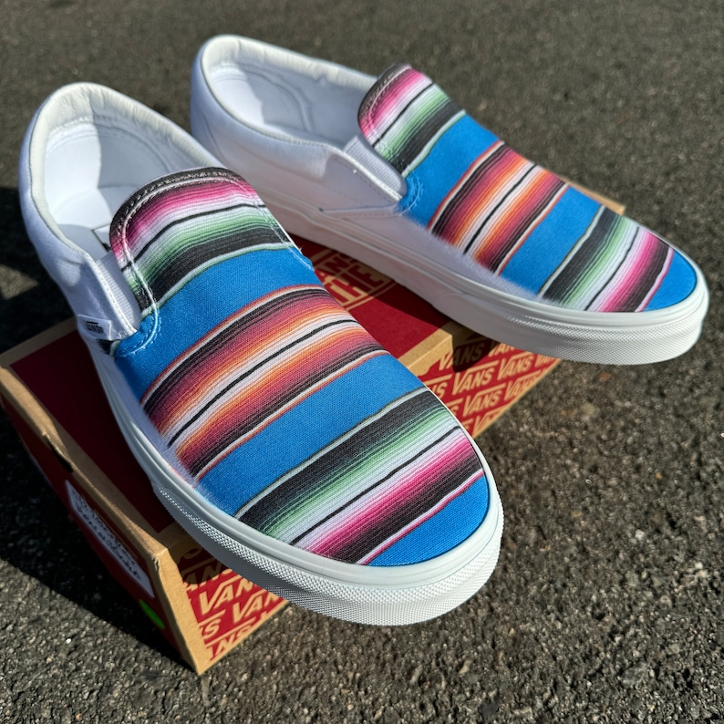 Mexican blanket custom painted vans shoes for women and men