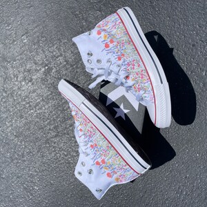 wedding flower shoes with bees customized converse high top sneakers