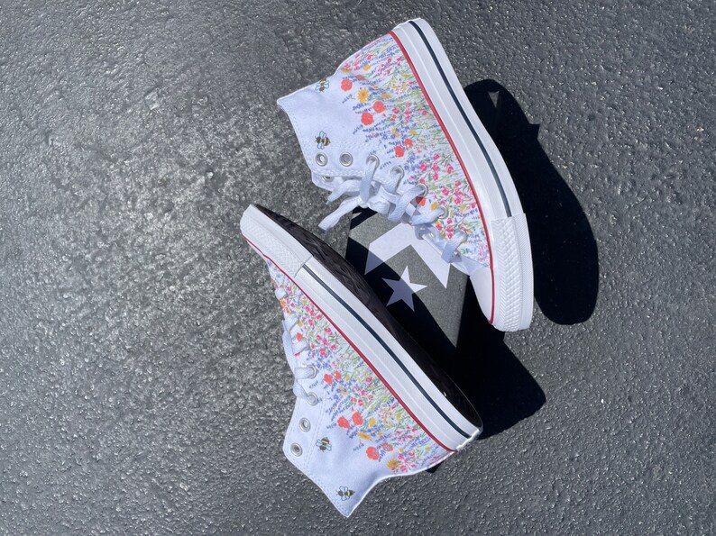 wedding flower shoes with bees customized converse high top sneakers