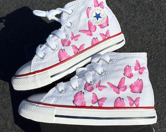 Pink Butterfly Fashionable Converse Chuck Taylor Shoes for Toddlers and Kids