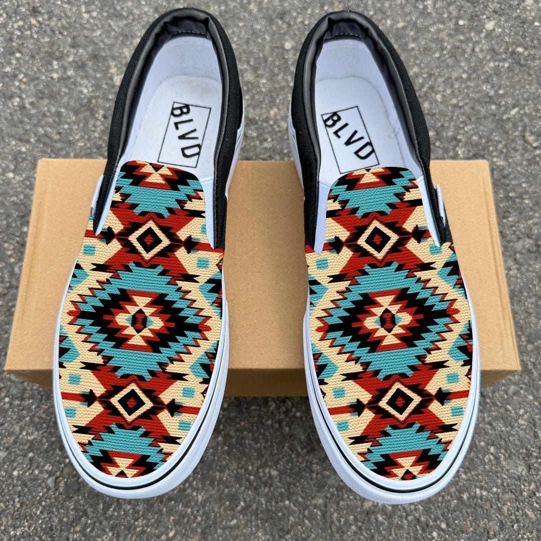 Turquoise Native American Inspired Tribal Pattern Shoes Southwest BLVD ...