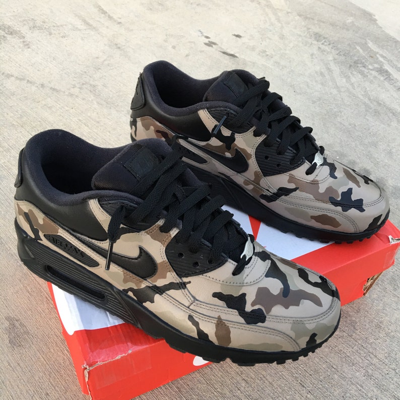 Camouflage Nike Air Max 90 Custom Painted Sneakers 'Desert Camo Camouflage Nike Air Max 90 Custom Painted Sneakers 'Desert Camo