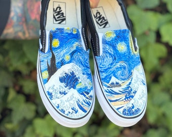 The Great Wave and Vincent Van Gogh Starry Night Vans Slip