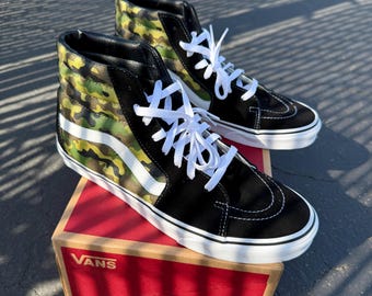 Classic OG Camo Green Camouflage Custom Sk8 Hi Vans - Etsy