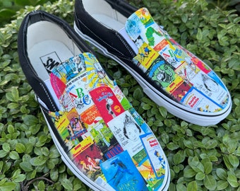 Book Lovers Teacher Librarian - Elementary School Books - Custom Black Slip On Vans for Men and Women