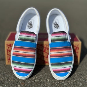Mexican blanket custom painted vans shoes for women and men