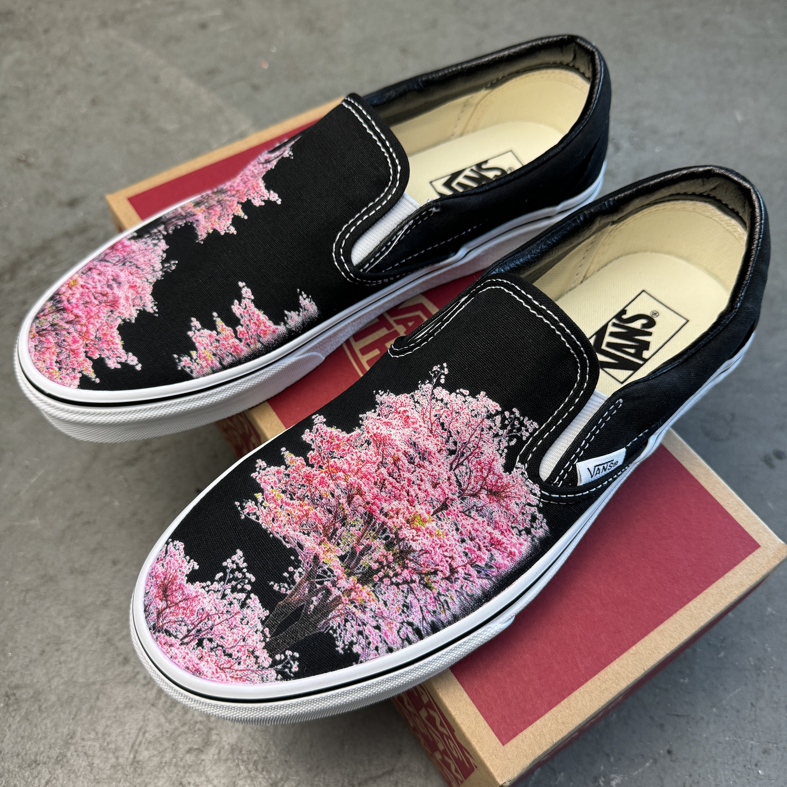 Cherry Blossom Slip on Black Vans Shoes - Etsy Cherry Blossom Slip on Black Vans Shoes - Etsy