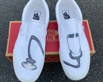 Stethoscope Slip on Vans Shoes for Doctors