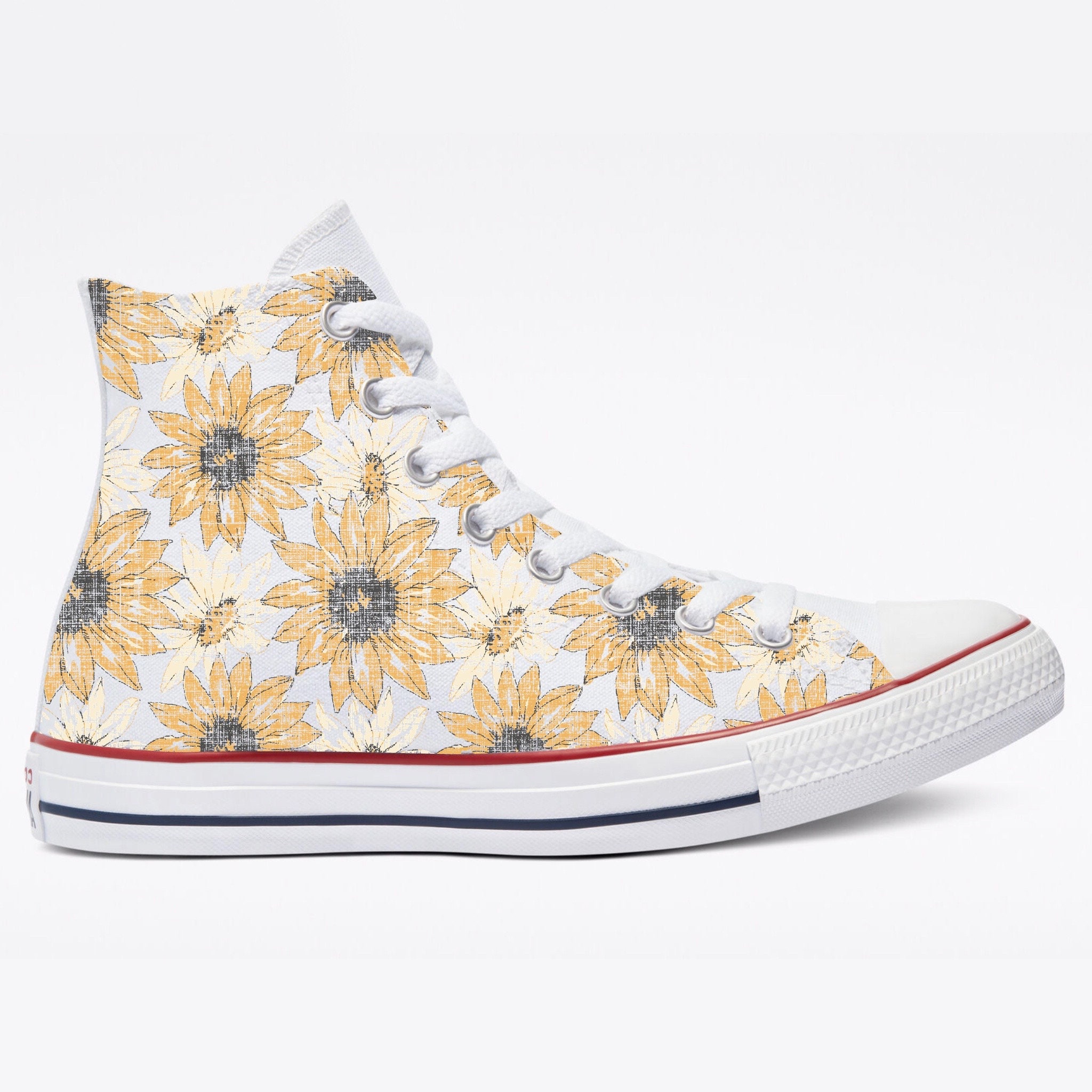 Customized Sunflower Daisy Sneakers Bohemian Inspired Etsy