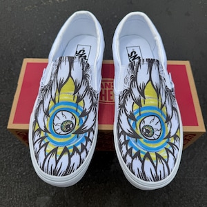 Monster Teeth Eyeball Custom Slip On Vans Shoes