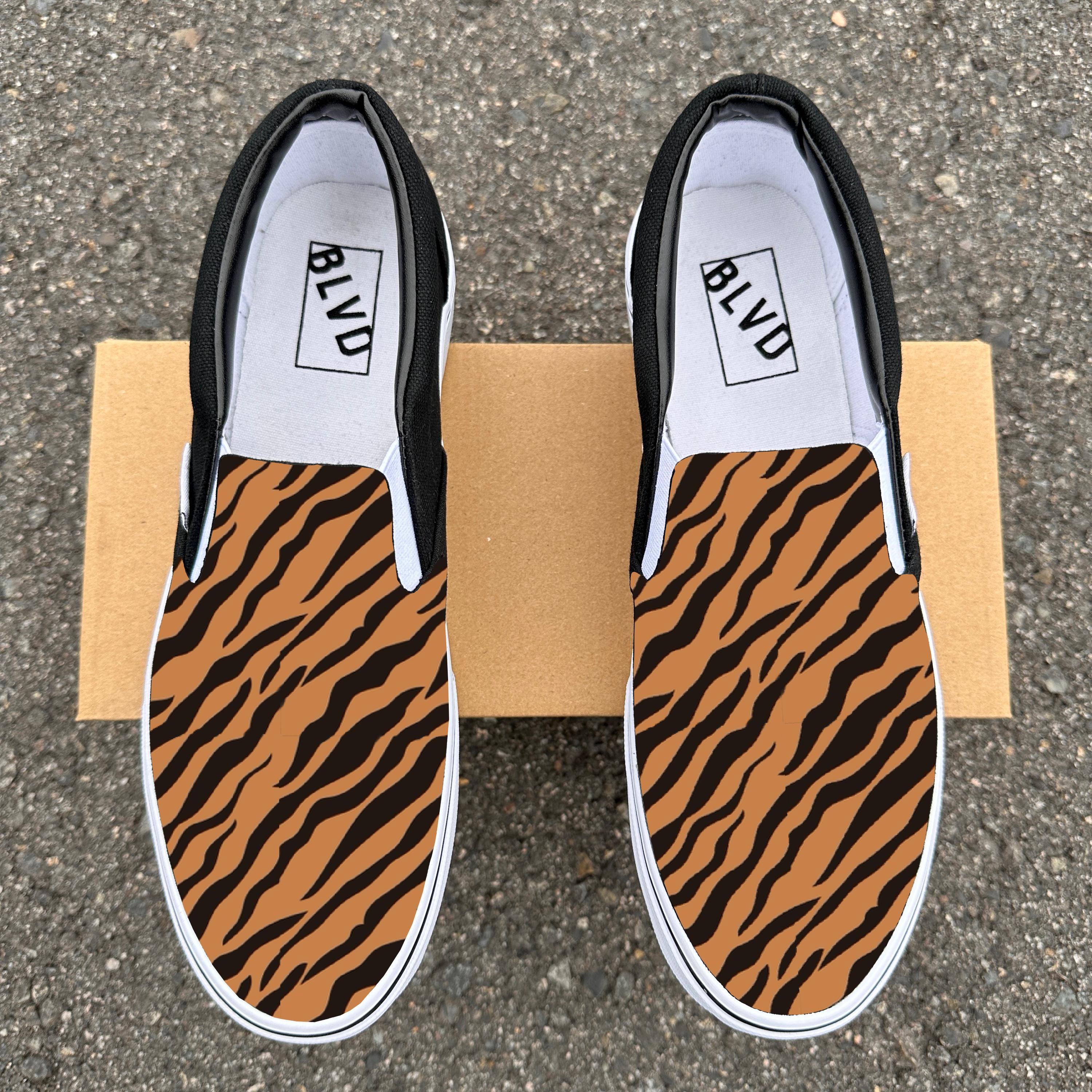 Royal Bengal Tiger Pattern on BLVD Slip on Shoes for Men and 