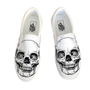 Custom Slip On Vans - Skeleton Skull Head