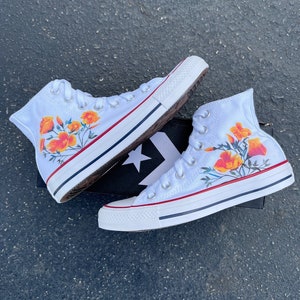 Poppy Flower Floral Custom Converse Shoes Sneakers Bride Wedding Theme