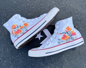 Poppy Flower Floral Custom Converse Shoes Sneakers Bride Wedding Theme