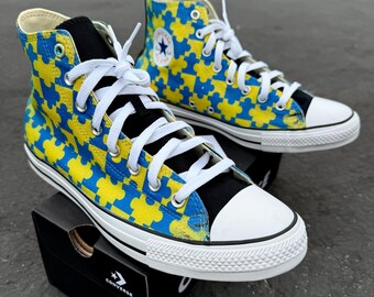 Hand Painted Glow in the Dark Converse, Neon Tie Dye  display picture 3