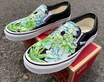 Succulent Plant Lover Shoes - Slip On Vans for Men and Women