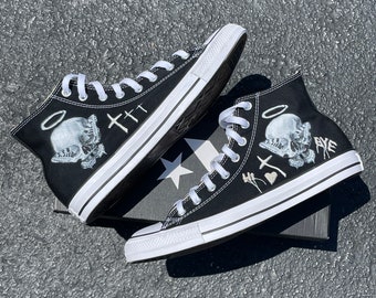 Consequential Clothing Butterfly Effect Skull Cross Bleach Custom High Top Converse