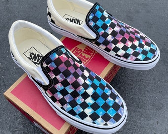 Tie Dye Galaxy Checker Slip On Vans