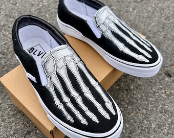 Skeleton Boney Feet Custom BLVD Slip On Shoes