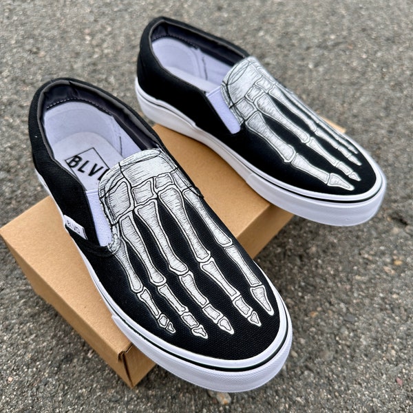 Skeleton Boney Feet Custom BLVD Slip On Shoes