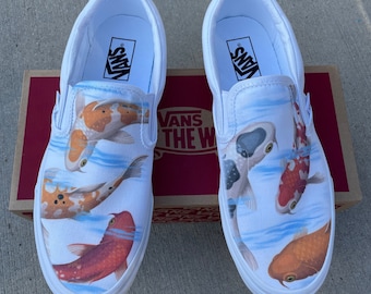 Koi Fish Slip on Custom Vans Brand Shoes - Etsy display picture 2