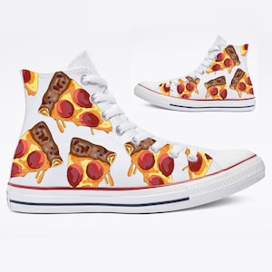 Pizza High Top Converse White Chuck Taylor Shoes