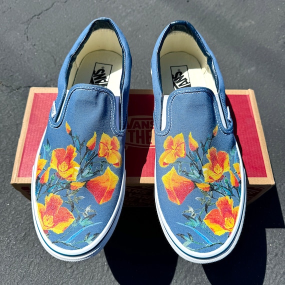 California floral slip on vans hot sale